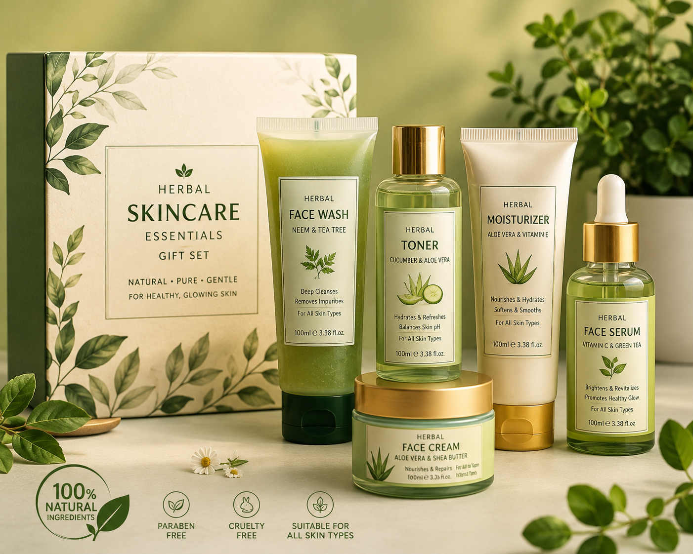 Herbal Skincare Essentials Gift Set